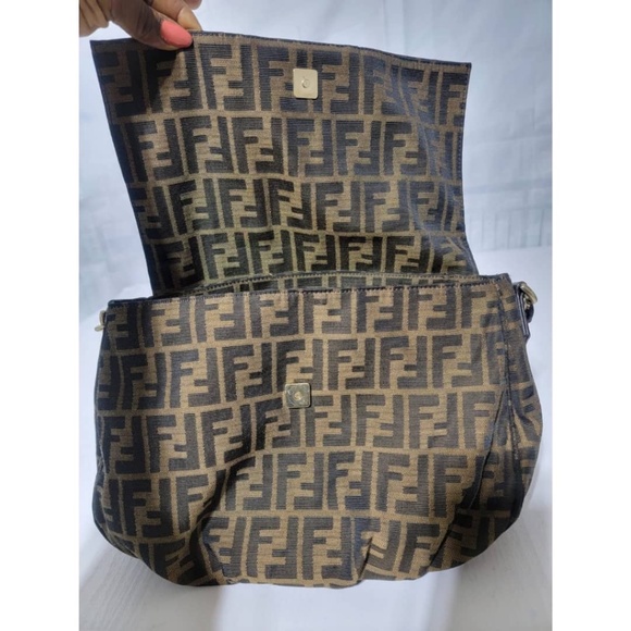 Authentic Fendi Baguette Mia Zucca Shoulder Handbag Brown - Picture 12 of 16